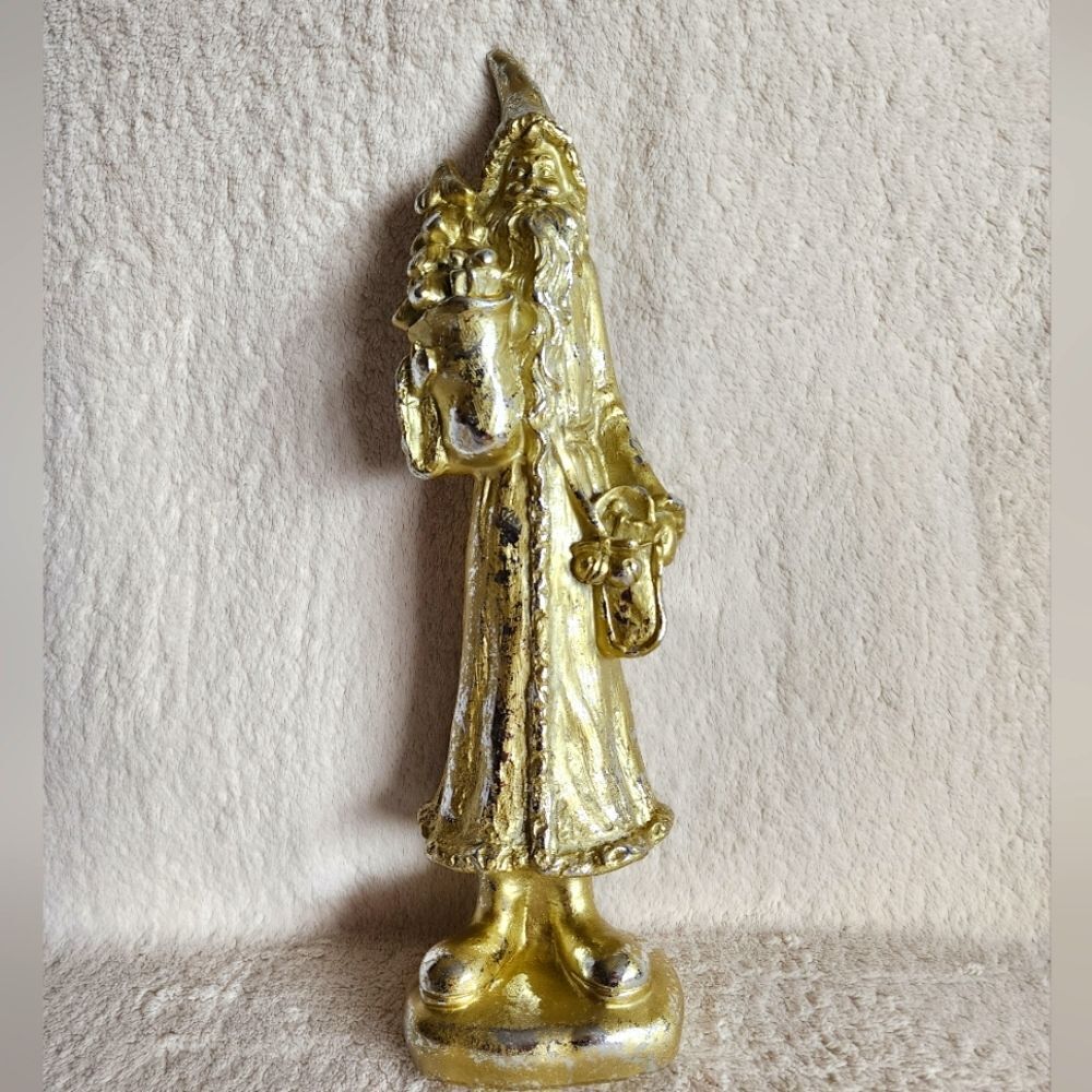 New shimmered Santa with Bag and Christmas tree Figurine 15 in long